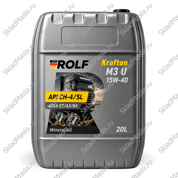 Моторное масло Rolf Krafton M3 U 15W-40 API CH-4_SL ACEA E7 (канистра 20л)