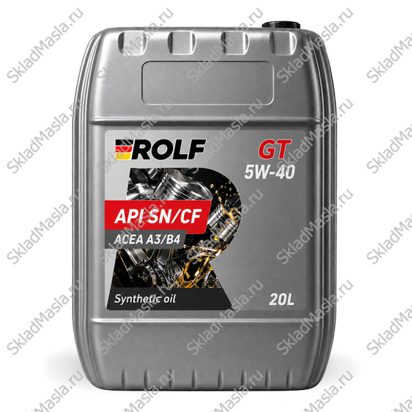 Моторное масло Rolf GT 5W-40 API SN_CF ACEA АЗ_В4 (канистра 20л)