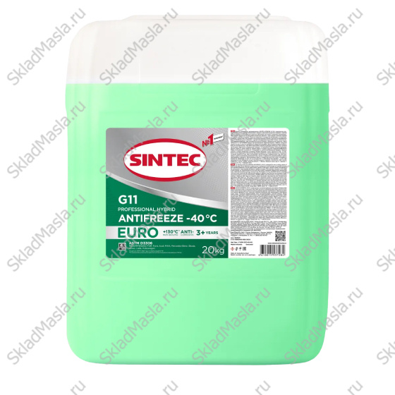 Антифриз Sintec Euro G11 -40 зеленый (канистра 20кг)