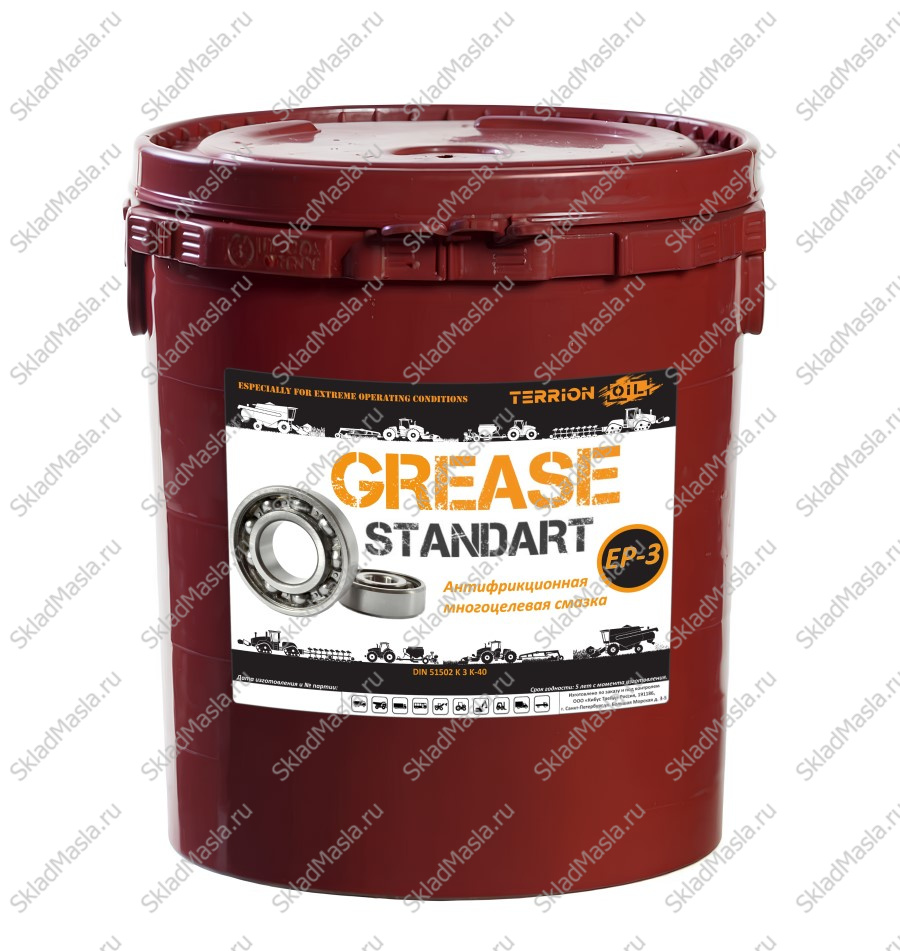 Смазка многоцелевая водостойкая TERRION GREASE STANDART EP 3 (ведро 18кг_20л)