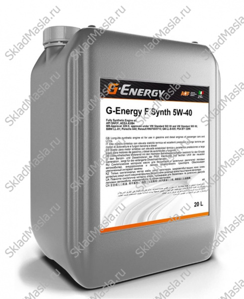 Моторное масло Gazpromnef G-Energy F Synth 5W-40 API SP_CF ACEA A3_B4 (канистра 20л)